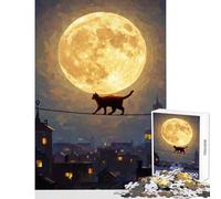 Puzzles for Adults 1000 Pieces Cat on A Wire, Full Moon Puzzle For Teenagers But Fun And Humorous Help The Brain Exercise Gifts for Friends And Family (38x26cm)
