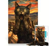 Puzzles for Adults 1000 Pieces Cat Scream Premium Cut Play Smart Brain Toy Idle Fun Time Xmas Art Gift (50x75cm)