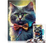 puzzles for adults 1000 pieces Cat with bow Impossible Puzzle 26x38cm Challenging To Complete But Fun And Humorous for teenager 14+