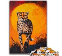 Puzzles for Adults 1000 Pieces Cheetah Sunset 1000 Piece Jigsaw,Staycation Kill Time with Matching Poster And Trivia Sheet (26x38cm)