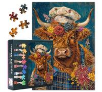 Puzzles for Adults 1000 Pieces Chef Cow, Funny Animals Challenging Jigsaw Puzzles for Adults, 27.5x19.7 Inch Flowers Puzzle Game for Women Home Decoration Birthday Gift (Cook Series)