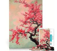 Puzzles for Adults 1000 Pieces Cherry Blossom Landscape Clean Cut Piece Brain Skill Play Free Time Game Christmas Art Piece (50x75cm)