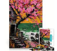 Puzzles for Adults 1000 Pieces Cherry Blossom Poison Lake Clean Cut Piece Brain Skill Play Free Time Game Christmas Art Piece (50x75cm)