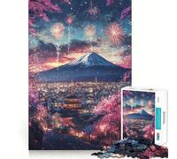 Puzzles for Adults 1000 Pieces Cherry Blossoms And Fireworks Premium Cut Play Smart Brain Toy Idle Fun Time Xmas Art Gift (38x52cm)