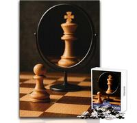Puzzles for Adults 1000 Pieces Chess Pawn King Reflection Brainteaser Family Games Staycation Kill Time Gifts Ideas Size 38x26cm