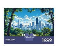 Puzzles for Adults 1000 Pieces Chicago Skyline View Jigsaw for Adults Brain Teaser Game Wall Decoration Christmas Birthday Gifts 70x50cm/1000pcs