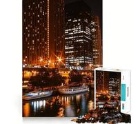 Puzzles for Adults 1000 Pieces Chicago United States Clean Cut Piece Brain Skill Play Free Time Game Christmas Art Piece (38x26cm)