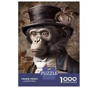 Puzzles for Adults 1000 Pieces Chimpanzee in Victorian Attire Portrait Jigsaw for Adults Brain Teaser Game Wall Decoration Christmas Birthday Gifts 52x38cm/1000pcs