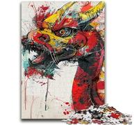 Puzzles for Adults 1000 Pieces Chinese Dragon Oil Painting Puzzles for Adults,Stress Reliever Difficult Challenge Home Decoration Toys (38x26cm)