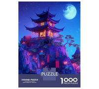 Puzzles for Adults 1000 Pieces Chinese Style Pagoda Night View Jigsaw for Adults Brain Teaser Game Wall Decoration Christmas Birthday Gifts 52x38cm/1000pcs