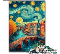Puzzles for Adults 1000 Pieces City Under The Night Sky, Challenging Game And Family Play with Fully Interlocking Randomly Shaped Pieces (Size 50x75cm)