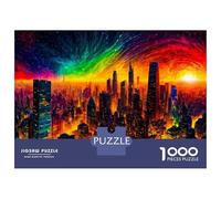 Puzzles for Adults 1000 Pieces Cityscape with Rainbow Sky Puzzles for Adults Brain Teaser Game Home Decoration Fun Activities at Home 70x50cm/1000pcs