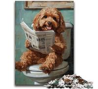 Puzzles for Adults 1000 Pieces Cockapoo on The Toilet 1000 Piece Jigsaw,Family Game Stress Reliever Difficult Challenge Suitable for Couples (26x38cm)