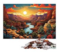 Puzzles for Adults 1000 Pieces Color Illustration of National Grand Canyon Jigsaw Puzzle A Work of Art for And Teenager Age 14 Years Up 1000 PCS(75x50cm)