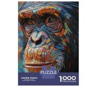 Puzzles for Adults 1000 Pieces Colorful Chimpanzee Mosaic Art Adult Jigsaw Puzzle Hands-on Game Staycation Kill Time Challenging Game Gifts 52x38cm/1000pcs