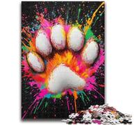 Puzzles for Adults 1000 Pieces Colorful Dog Paw Prints for Ages 14 And over Fun Games Fun Activities at Home, Birthday Gifts, Travel Gifts 38x26cm