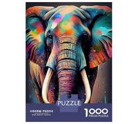 Puzzles for Adults 1000 Pieces Colorful Elephant Animals Puzzles for Adults Brain Teaser Game Home Decoration Fun Activities at Home 52x38cm/1000pcs