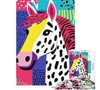 Puzzles for Adults 1000 Pieces Colorful Horse Portrait for Educational Game Challenge Toy Practical Game Pattern Assembly Gifts Birthday (Size 38x52cm)