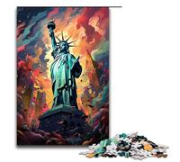 Puzzles for Adults 1000 Pieces Colorful Psychedelia of The Statue of Liberty Impossible Puzzle Family Game Stress Reliever Difficult Challenge 1000 PCS(75x50cm)