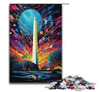 Puzzles for Adults 1000 Pieces Colorful Psychedelia of The Washington Monument Impossible Puzzle Family Game Stress Reliever Difficult Challenge 1000 PCS(38x26cm)
