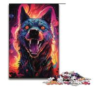 Puzzles for Adults 1000 Pieces Colorful Psychedelic Evil Dog from The Future Impossible Puzzle Family Game Stress Reliever Difficult Challenge 1000 PCS(38x26cm)