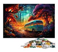Puzzles for Adults 1000 Pieces Colorful Psychedelic Jungle Bus Precision Cut Jigsaw Puzzle Is Ideal As Gifts for The Whole Family 1000pcs(75x50cm)
