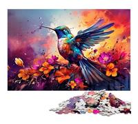 Puzzles for Adults 1000 Pieces Colorful Psychedelic Painting of Hummingbirds Precision Cut Jigsaw Puzzle Is Ideal As Gifts for The Whole Family 1000 PCS(38x26cm)