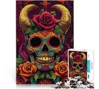 puzzles for adults 1000 pieces “Colorful skull art” Made of cardboard，for age 14+ Challenging game and family game great gift。size：26x38cm/10.24x14.96inch