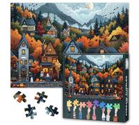Puzzles for Adults 1000 Pieces Colorful Town 1000 Piece Puzzles Home Wall Decoration Adolescent Family Toy Challenging Puzzle Suitable for Game Nights Finished Puzzle Size: 70x50cm