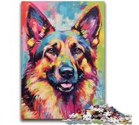 Puzzles for Adults 1000 Pieces Colourful German Shepherd Paintings 1000 Piece Puzzle,learning Educational for Is Ideal As A Gift for The Whole Family (50x75cm)