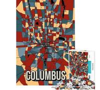 Puzzles for Adults 1000 Pieces Columbus Ohio City Map Brain Intelligence Challenge Addictive Toys Practical Game Difficult Hard Gifts Birthday (size 38x52cm)