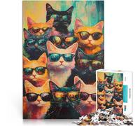 puzzles for adults 1000 pieces Cool Cats in Sunglasses Made of cardboard Suitable for people aged 14 and above unique challenge game Offered as gifts for the whole family。size:26x38cm/10.24x14.96inch