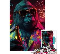 Puzzles for Adults 1000 Pieces Cool Gorilla with Bottle Jigsaw for Adults Relaxing Games But Fun And Humorous Unique Birthday And Xmas Gifts (Size 75x50cm)