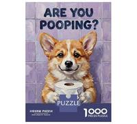 Puzzles for Adults 1000 Pieces Corgi with Toilet Paper Painting Jigsaw for Adults Brain Teaser Game Wall Decoration Christmas Birthday Gifts 70x50cm/1000pcs