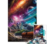 Puzzles for Adults 1000 Pieces Cosmic Train Odyssey Family Games for Educational Game Challenge Toy Gifts for Women Men Wall Decoration (size 38x26cm)