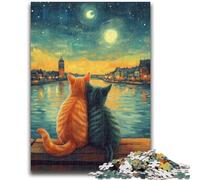 Puzzles for Adults 1000 Pieces Couple Cat 1000 Piece Jigsaw,Family Game Stress Reliever Difficult Challenge Suitable for Couples (50x75cm)