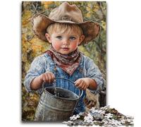 Puzzles for Adults 1000 Pieces Cowboy Boy Difficult And Challenge with Matching Poster And Trivia Sheet for Age 14 26x38cm
