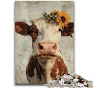 Puzzles for Adults 1000 Pieces Cows And Sunflowers Family Fun for Is Ideal As A Gift for The Whole Family for And Age 14 Years Up 38x26cm