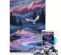 Puzzles for Adults 1000 Pieces Crane over A Rainbow River, Educational Toy, Pattern Assembly, Artists Collection, Fine Art 50x75cm
