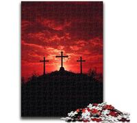 Puzzles for Adults 1000 Pieces Cross at Sunset Puzzles for Teenagers,Fun Present & Activity for Home,Toy for Rainy Days (26x38cm)