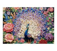 Puzzles for Adults 1000 Pieces - Crystal Peacock, Pretty Embroidery Diamond Adults Puzzles,Perfectly Letter on Back No Dust, Matte Finish 3D Embroidery Puzzles Home Decor, 27.5" x 19.7" Gifts Games