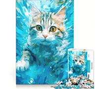 Puzzles for Adults 1000 Pieces Curious Cat Underwater Art, Educational Toy, Staycation Kill Time, Birthday Present, Gifts, 38x52cm