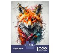 Puzzles for Adults 1000 Pieces Curious Colorful Fox Jigsaws for Adults Brain Teaser Game Pattern Assembly Challenging Game Gifts 52x38cm/1000pcs