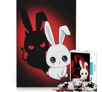 Puzzles for Adults 1000 Pieces Cute Bunny with Devil Shadow, Educational Toy, Staycation Kill Time, Birthday Present, Gifts, 38x52cm