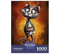 Puzzles for Adults 1000 Pieces Cute Cat Coffee Mug Art Print Jigsaws for Adults Brain Teaser Game Analysis And Logic Unique Birthday And Xmas Gifts 70x50cm/1000pcs