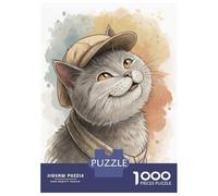 Puzzles for Adults 1000 Pieces Cute Cat Wearing A Hat And Scarf Jigsaws for Adults Brain Teaser Game Pattern Assembly Challenging Game Gifts 70x50cm/1000pcs
