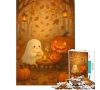 Puzzles for Adults 1000 Pieces Cute Halloween Ghost Learning Educational Toys Brain Teaser Game for The Whole for Women Men (Size 38x52cm)