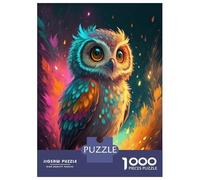 Puzzles for Adults 1000 Pieces Cute Owl with Colorful Feathers Jigsaws for Adults Brain Teaser Game Pattern Assembly Challenging Game Gifts 70x50cm/1000pcs
