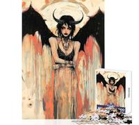 Puzzles for Adults 1000 Pieces Dark Angel with Wings Educational Games Staycation Kill Time Anti-Stress Toys for Birthday, Chrismas (50X75cm)