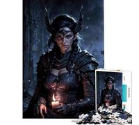 Puzzles for Adults 1000 Pieces Dark Fantasy Warrior with Candle for Educational Game Challenge Toy Hands-on Game Stress Reliever Funny Gifts (Size 50x75cm)